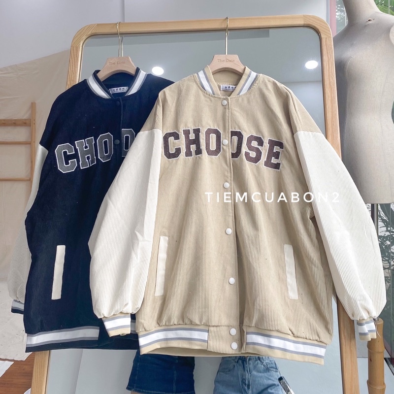 Áo khoác bomber CHOOSE da lộn hàng đẹp form rộng