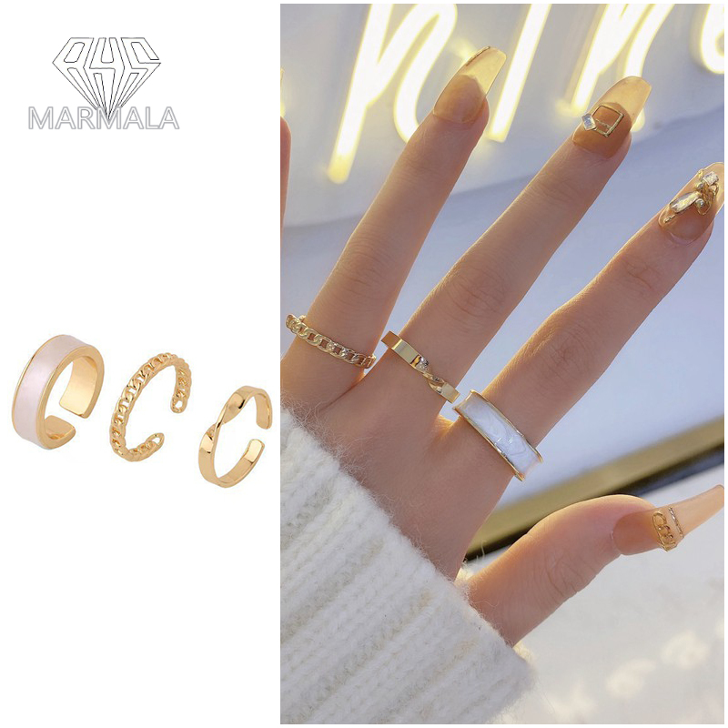 Fashion 3 Pcs/Set Korean Style Ring Simple Joker Adjustable Finger Ring for Women Gifts Rings Set MARMALA Jewelry