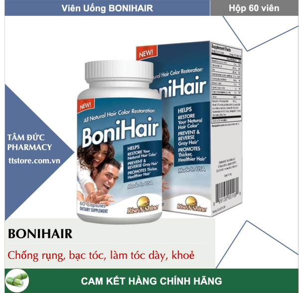 BoniHair USA [Hộp 30 viên] - Viên uống Boni Hair ngăn ngừa bạc tóc, rụng tóc. nhập khẩu