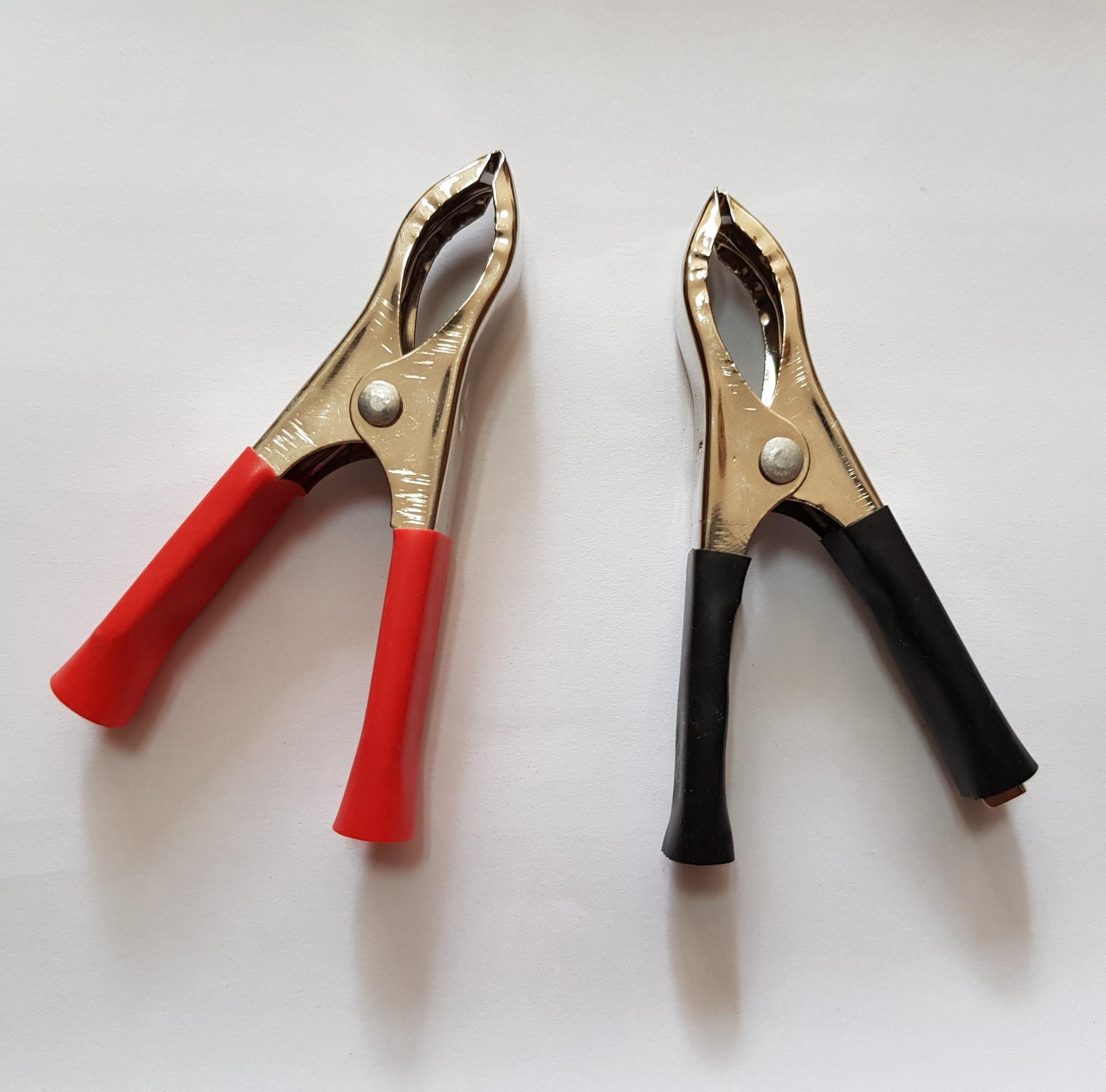 Cặp Kẹp Bình Ắc Quy Thép Trắng [1 Đen + 1 Đỏ]