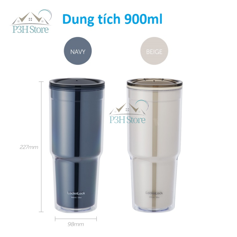 Ly nhựa 2 lớp Lock&Lock double wall cold cup 900ML HAP502
