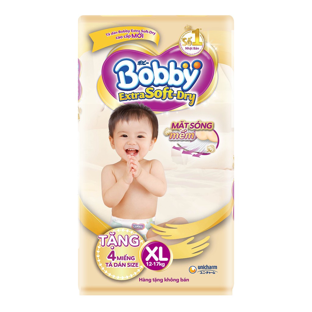 [HCM]Tã/Bỉm dán cao cấp siêu mềm Bobby Extra Soft Dry XL27 (12 - 17kg)