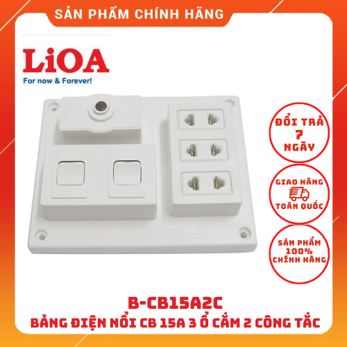 Bảng điện nổi - taplo cb bảo vệ 15a kèm ổ cắm và công tắc chống cháy