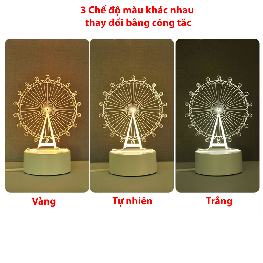 Đèn ngủ led 3d, đèn trang trí phòng ngủ ba chế độ
