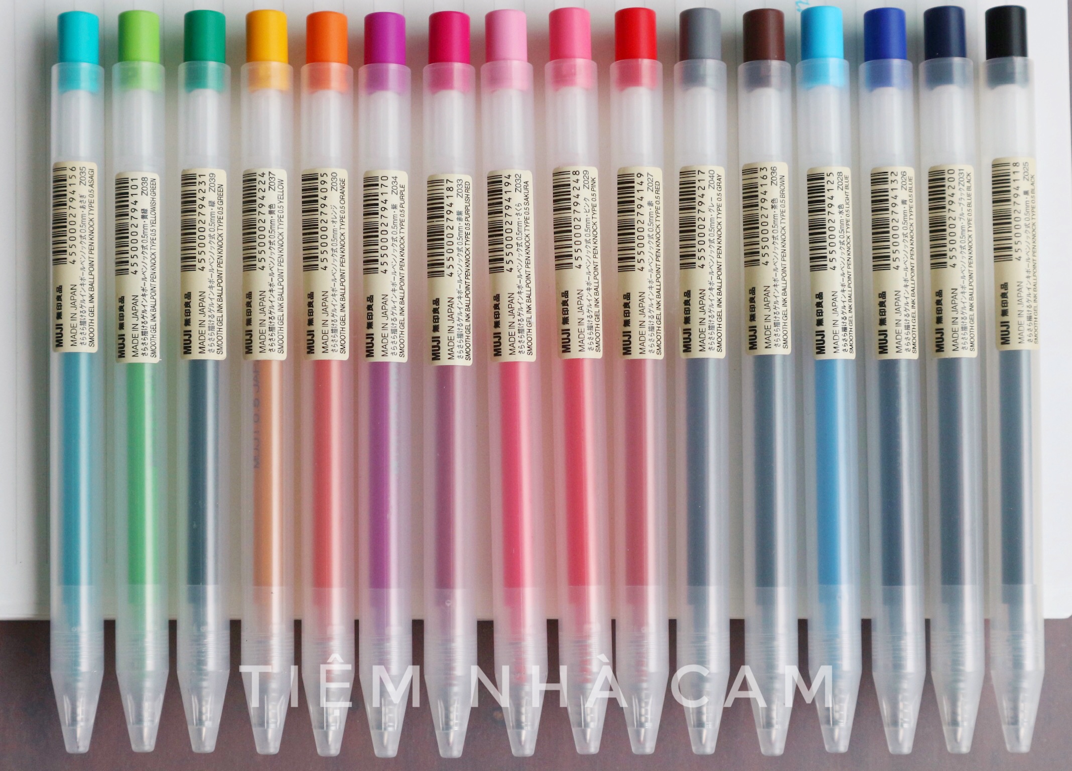 BÚT BI BẤM MUJI 100% 16 MÀU