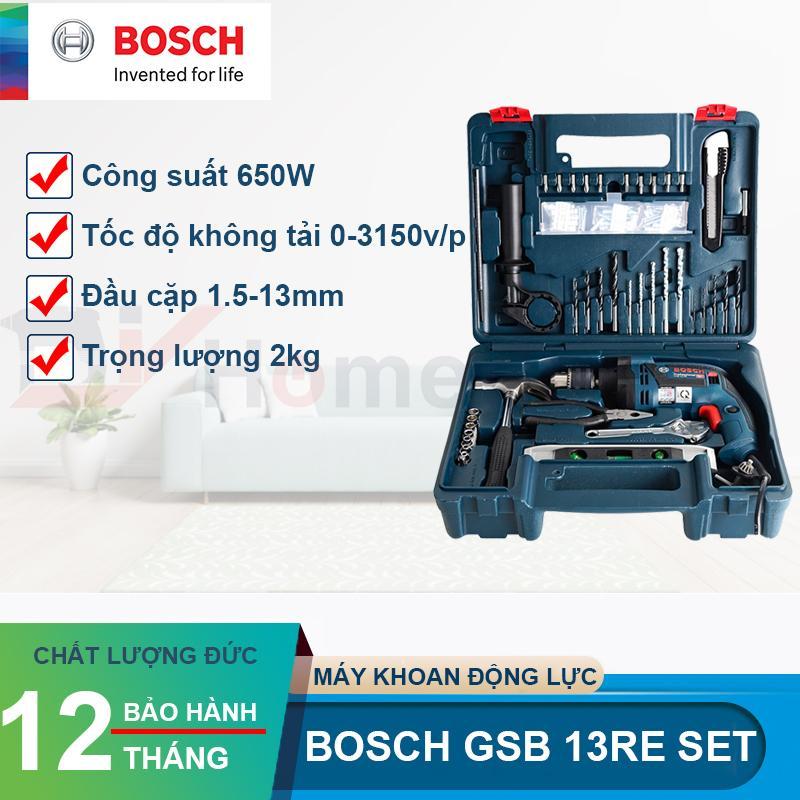 Máy khoan động lực Bosch GSB 13 Re set và Bộ 100 chi tiết (TẶNG TÚI DÂY RÚT BOSCH)