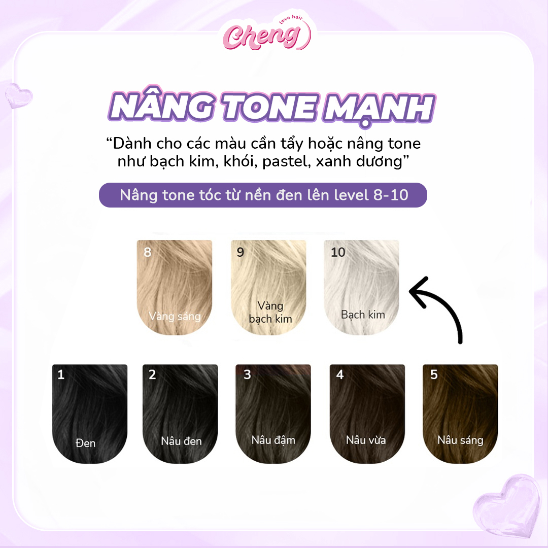 HOÀN TIỀN 15% - Thuốc NÂNG TONE Tóc - Nâng Tông Sáng Nhuộm Tóc Chuẩn Màu | Chenglovehair Chenglovehairs