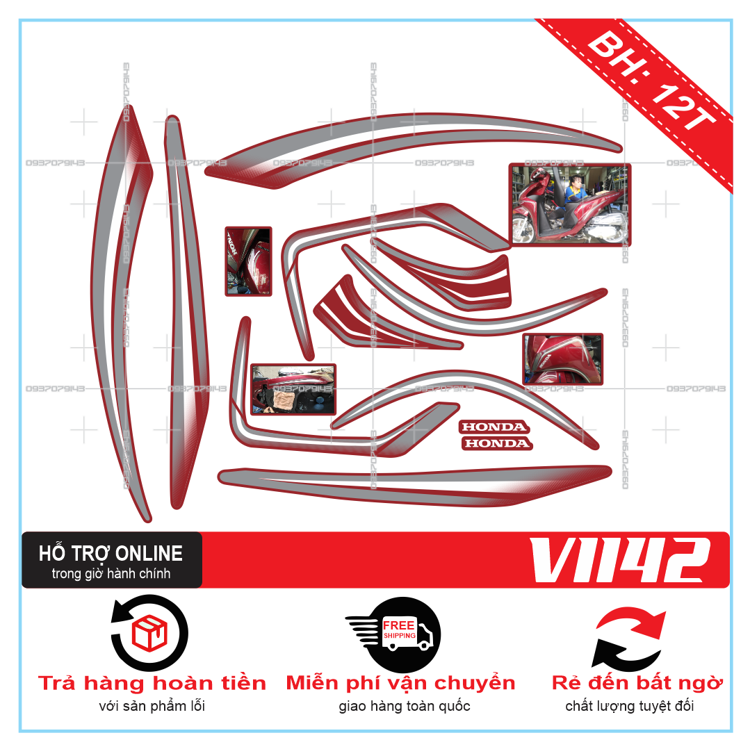 TEM XE VISION 2016, TEM RỜI VISION 2016 DÁN XE ĐỎ