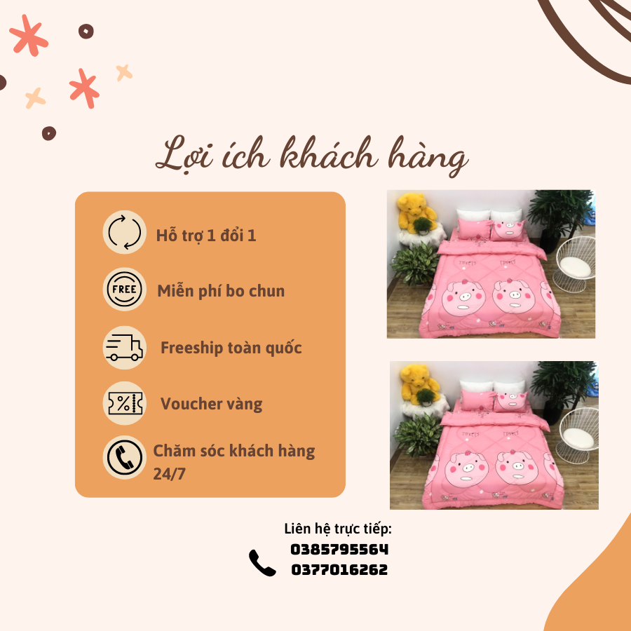 Set Chăn Phao 5 Món ( Gồm 1 Chăn Phao + 1 Ga Bo Chun + 2 Vỏ Gối Nằm + 1 Vỏ Gối Ôm) Mẫu Phao 32