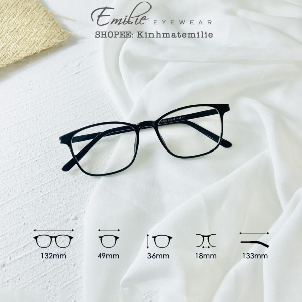 Giá bán Gọng kính vuông nhựa dẻo nam nữ size nhỏ Emilie eyewear phụ kiện thời trang 8245