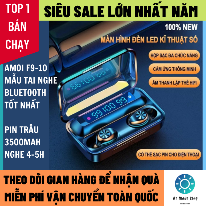 Tai nghe bluetooth, Tai Nghe bluetooth F9-10 Bản Pro Nâng Cấp Pin trâu hơn