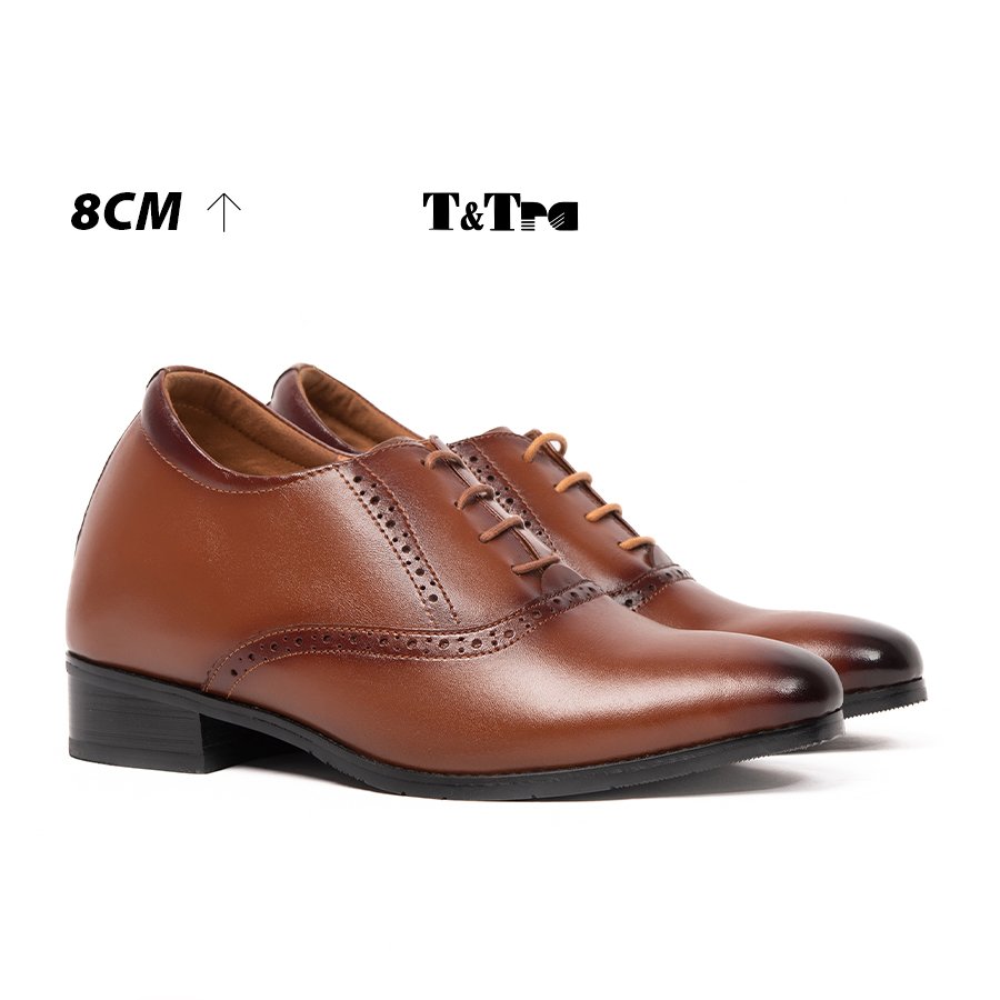 [8cm] shoes height increasing Men T&TRA S1034 Brown