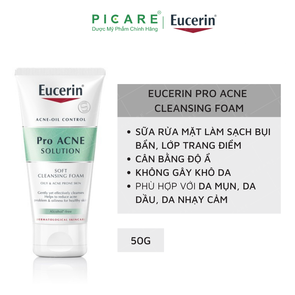 Facial Cleanser foam for acne skin Eucerin pro solution acne Gentle Cleansing Foam 50ml