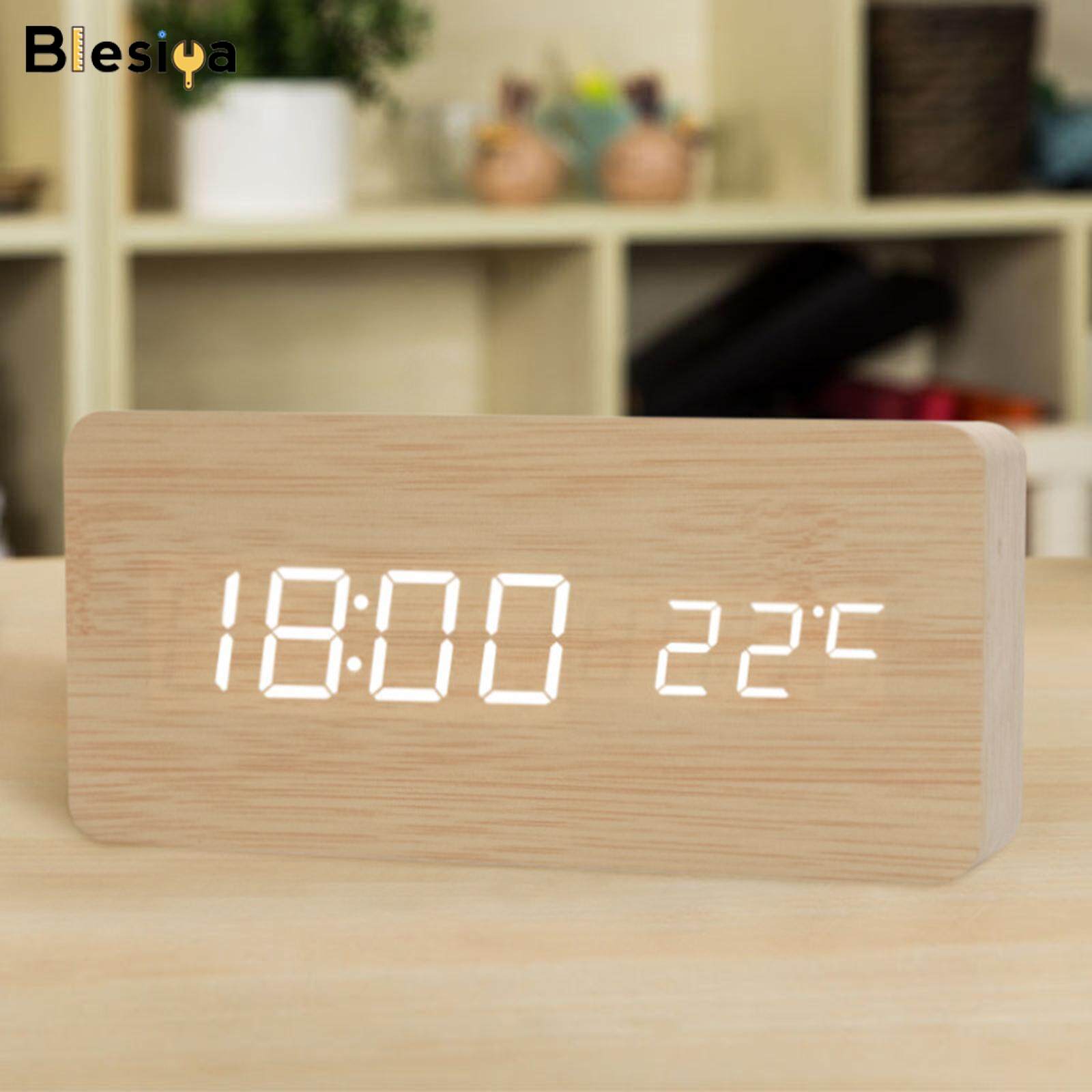 Blesiya Đồng Hồ Báo Thức Kỹ Thuật Số Hiện Đại 3 Thiết Lập Báo Thức Màn Hình LED Lớn Trang Trí Nhà Cửa
