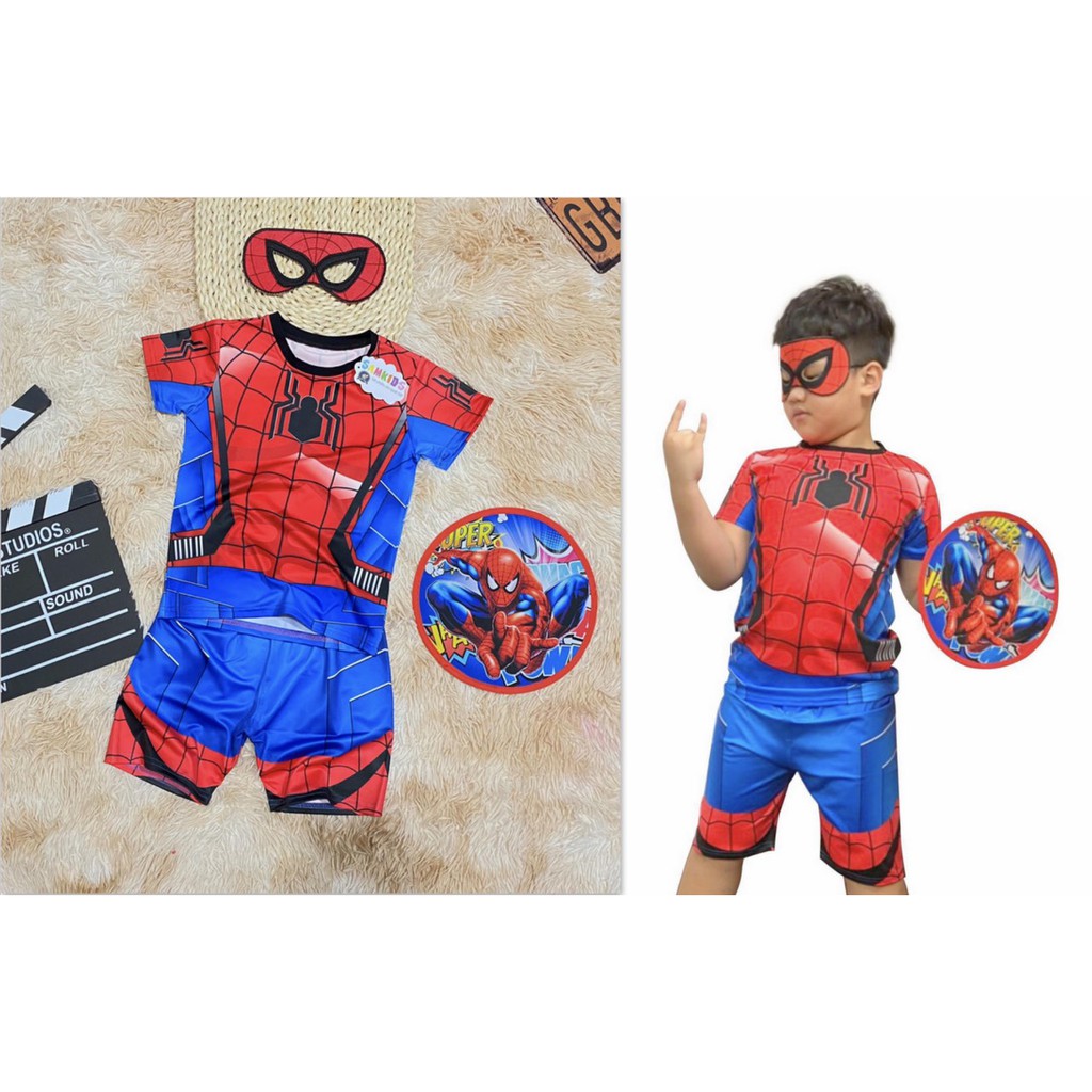 Bộ quần áo thời trang trẻ em [HÀNG MỚI VỀ] siêu nhân Nhện kèm tặng khiên và mặt nạ - Hàng SamKids