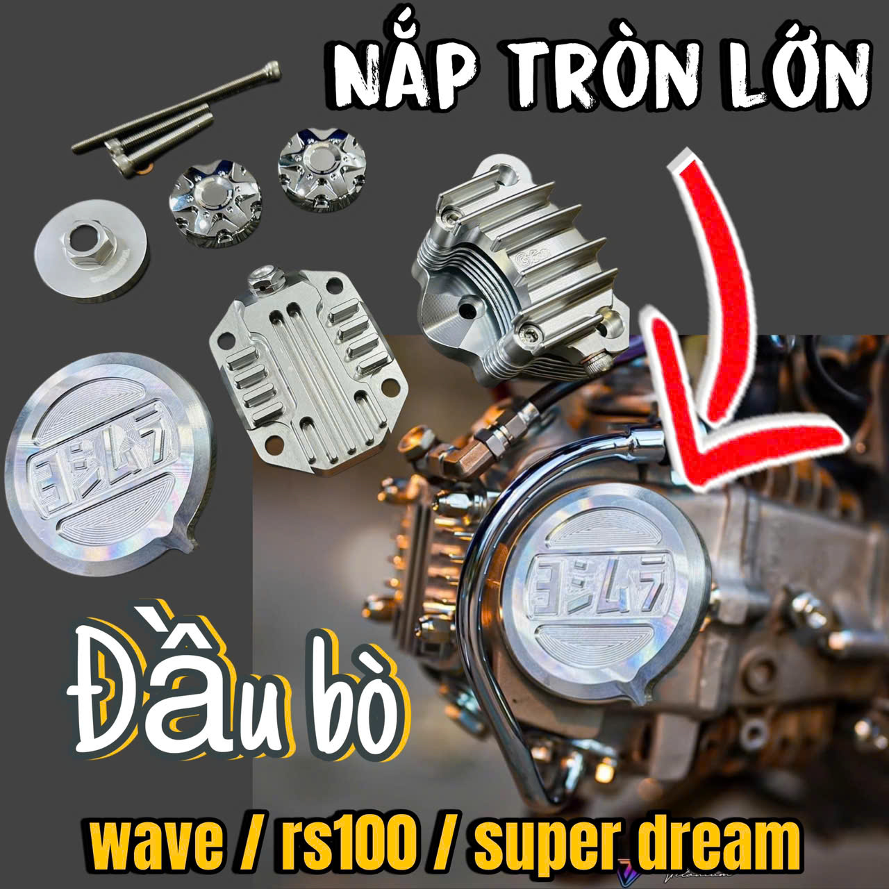 BỘ 9 MÓN nắp đầu bò cnc grats takegawa wave dream MẪU KHÔNG CHỮ