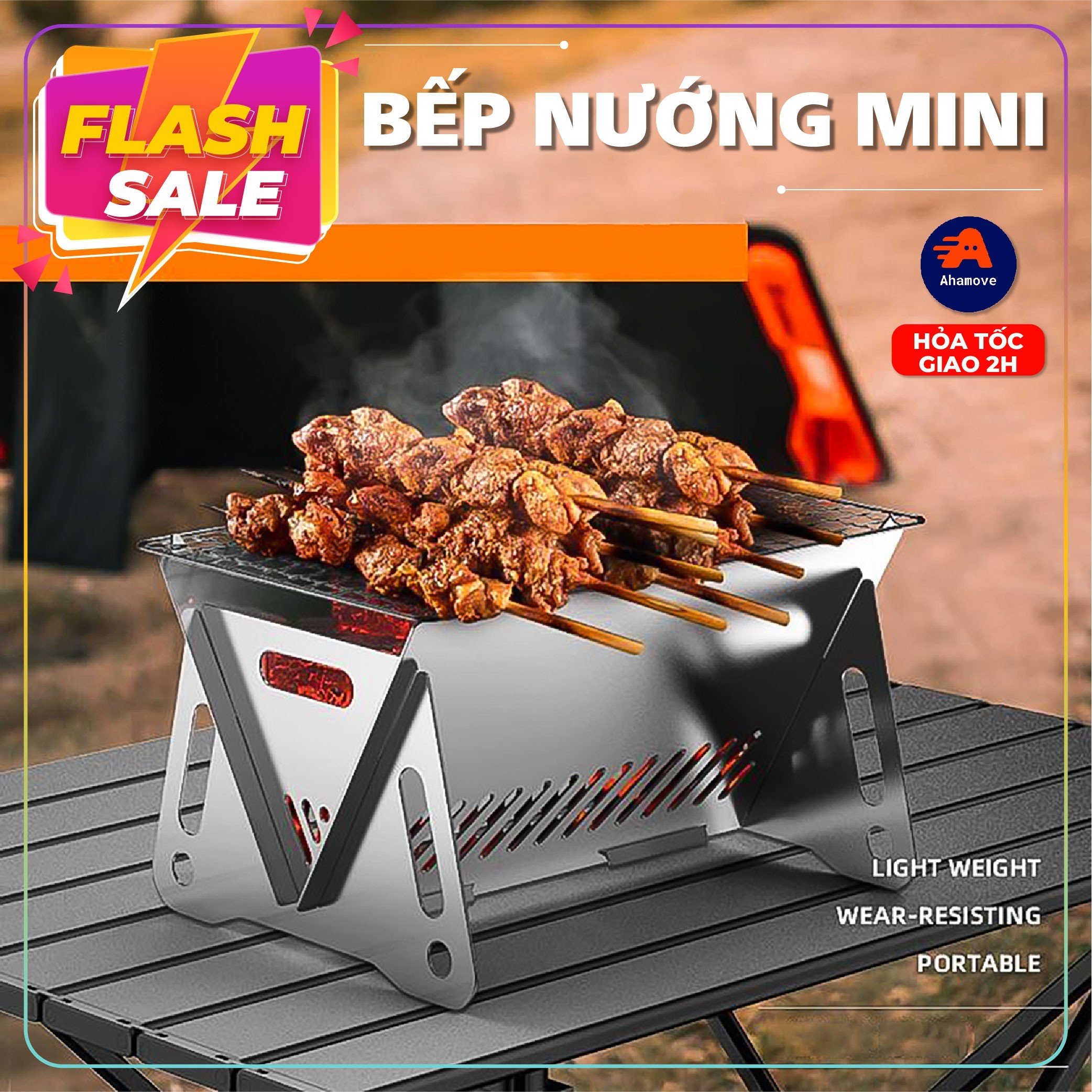 BẾP NƯỚNG THAN HOA, BBQ, THAN CỦI CHỐNG KHÓI BBQ CAO CẤP, KÈM VỈ NƯỚNG HÌNH CHỮ NHẬT - BẾP NƯỚNG THAN ,BẾP NƯỚNG THAN HOA GẤP GỌN , BẾP NƯƠNG THAN CHỐNG KHÓI , BẾP NƯỚNG BBQ NGOÀI TRỜI, LÒ NƯỚNG MINI