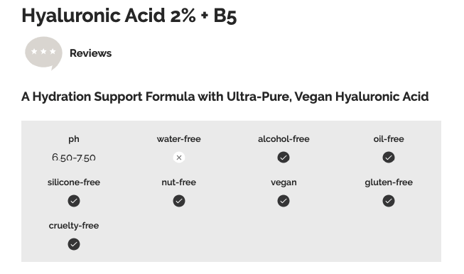 (Bản Canada) Cấp ẩm hồi phục Hyaluronic Acid 2% + B5 - The Ordinary