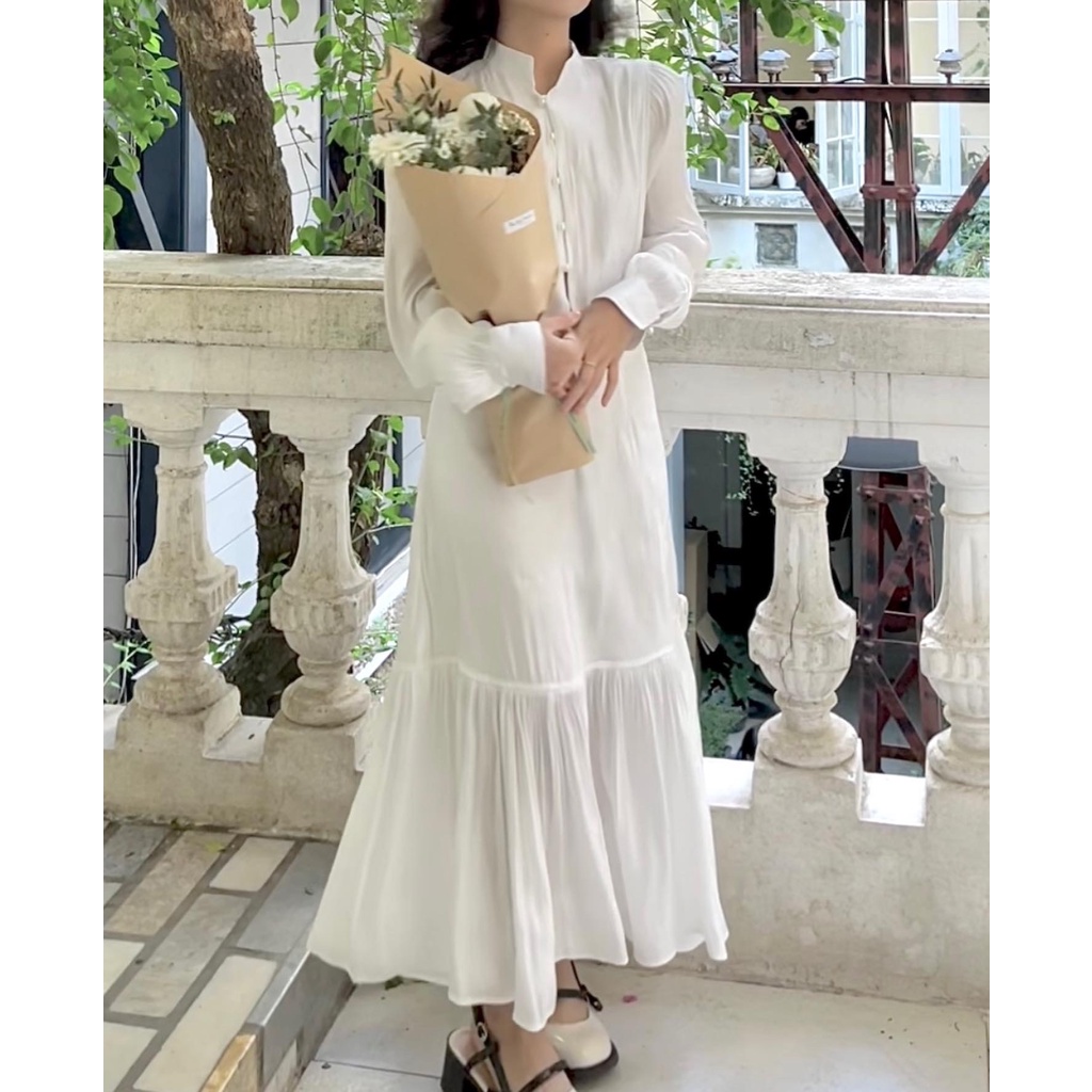 Set váy sơ mi cổ tàu hàng thiết kế by Basic.room