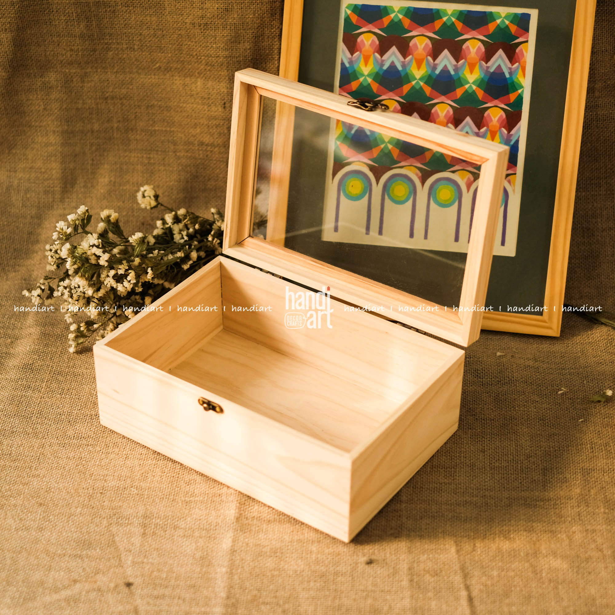 Wooden box rectangle glass cover, wooden box, Woody box