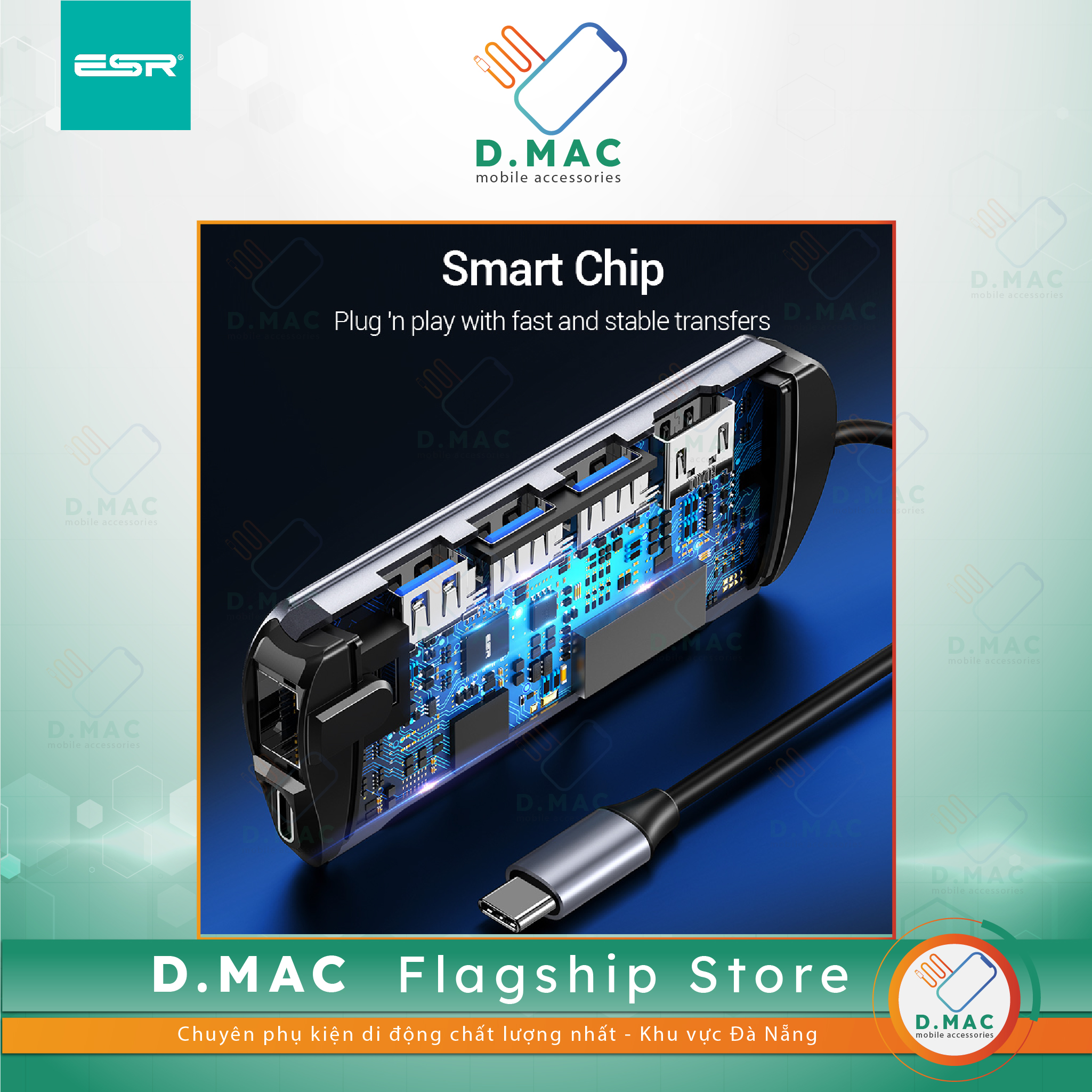 D.MAC Hub USB type C Esr 8-in-1/6-in-1 USB 3.1/3.0