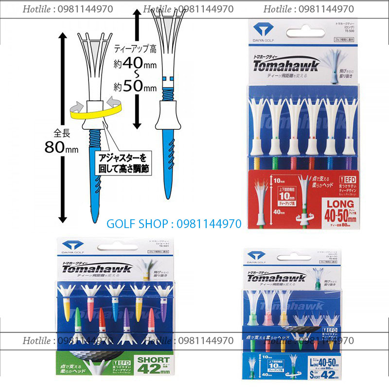 [GIẢM 50K PHÍ SHIP + HOÀN TIỀN 50K] Tee đánh Golf tomahawk - Daiya Thương hiệu : DAIYA GOLF ( Nhật Bản )