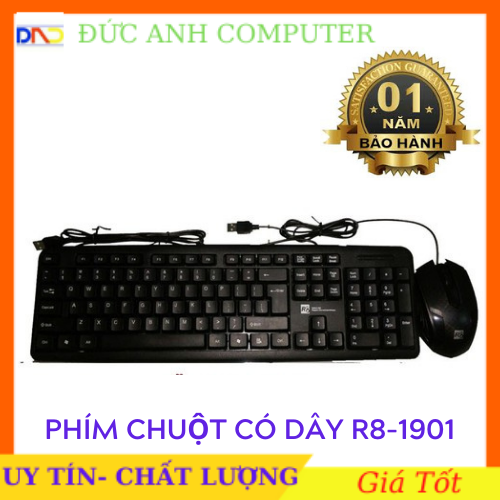 Combo bàn phím chuột máy tính có dây R8 1901- Chính Hãng R8- Bảo Hành 12 Tháng - 1 Đổi 1