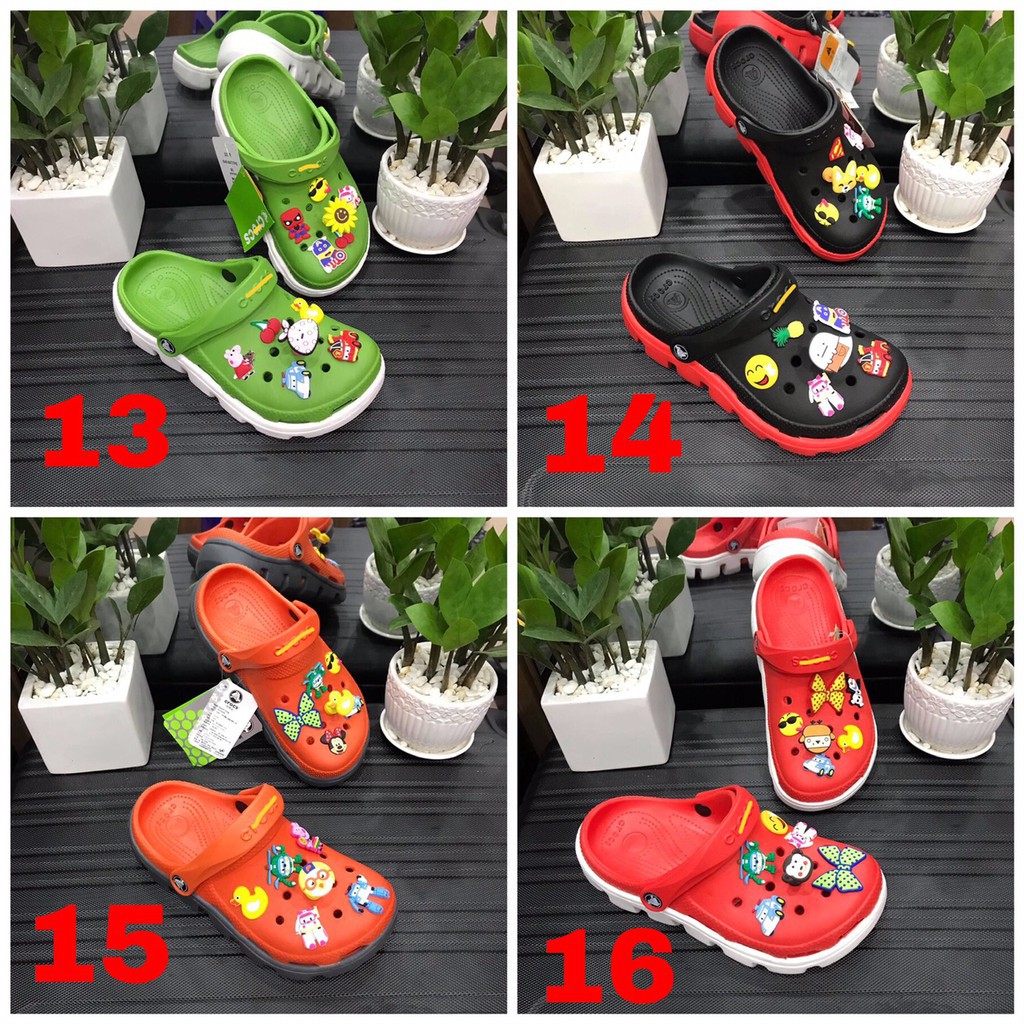 Dép cross cá sục đế răng cưa màu đỏ Unisex