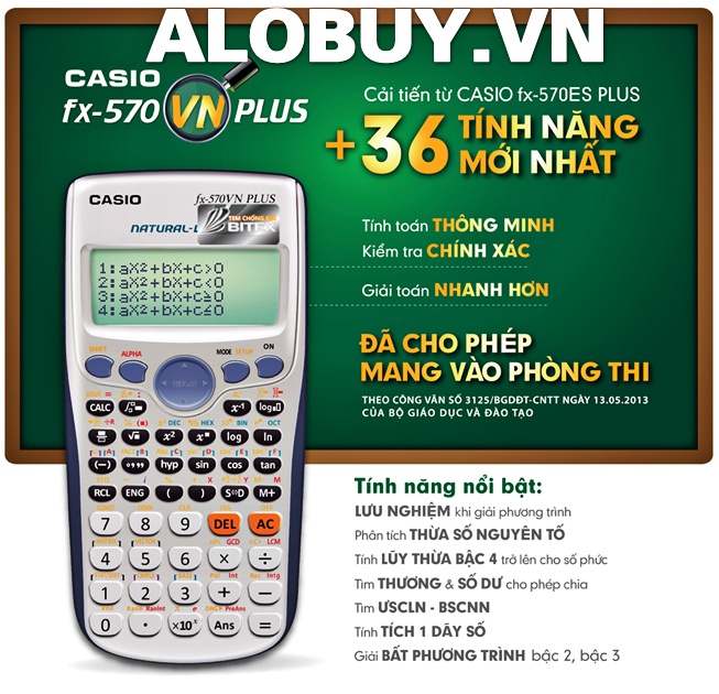 Máy tính casio fx570nvplus - fx570vnplus - Có quà tặng kèm [Giấy nhớ + thước kẻ + 3 bút bi +bút xóa+bút chì+ tẩy chì]