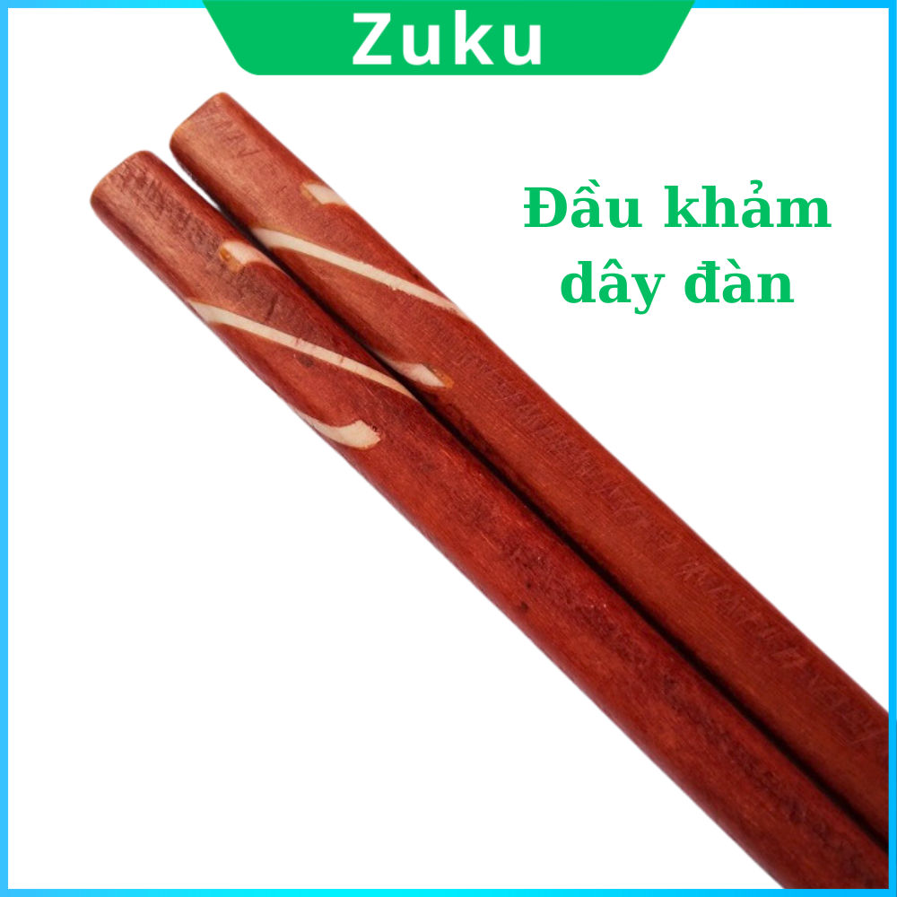 Đũa gỗ tự nhiên cao cấp đầu khảm trai set 10 đôi