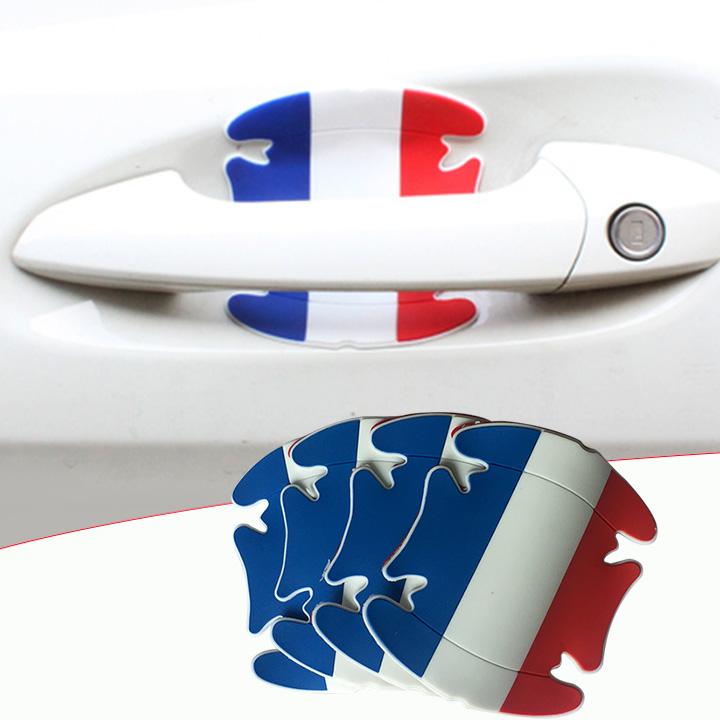 Bộ 04 miếng dán hõm mở cửa xe chống xước hình lá cờ Pháp