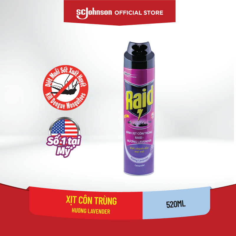 RAID Bình xịt côn trùng Hương Lavender 520ml