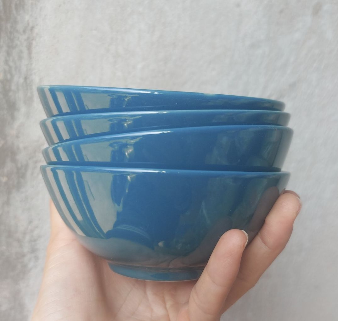 Bộ 10 Chén cơm Sứ Pastel Xanh Tráng Men Cao Cấp