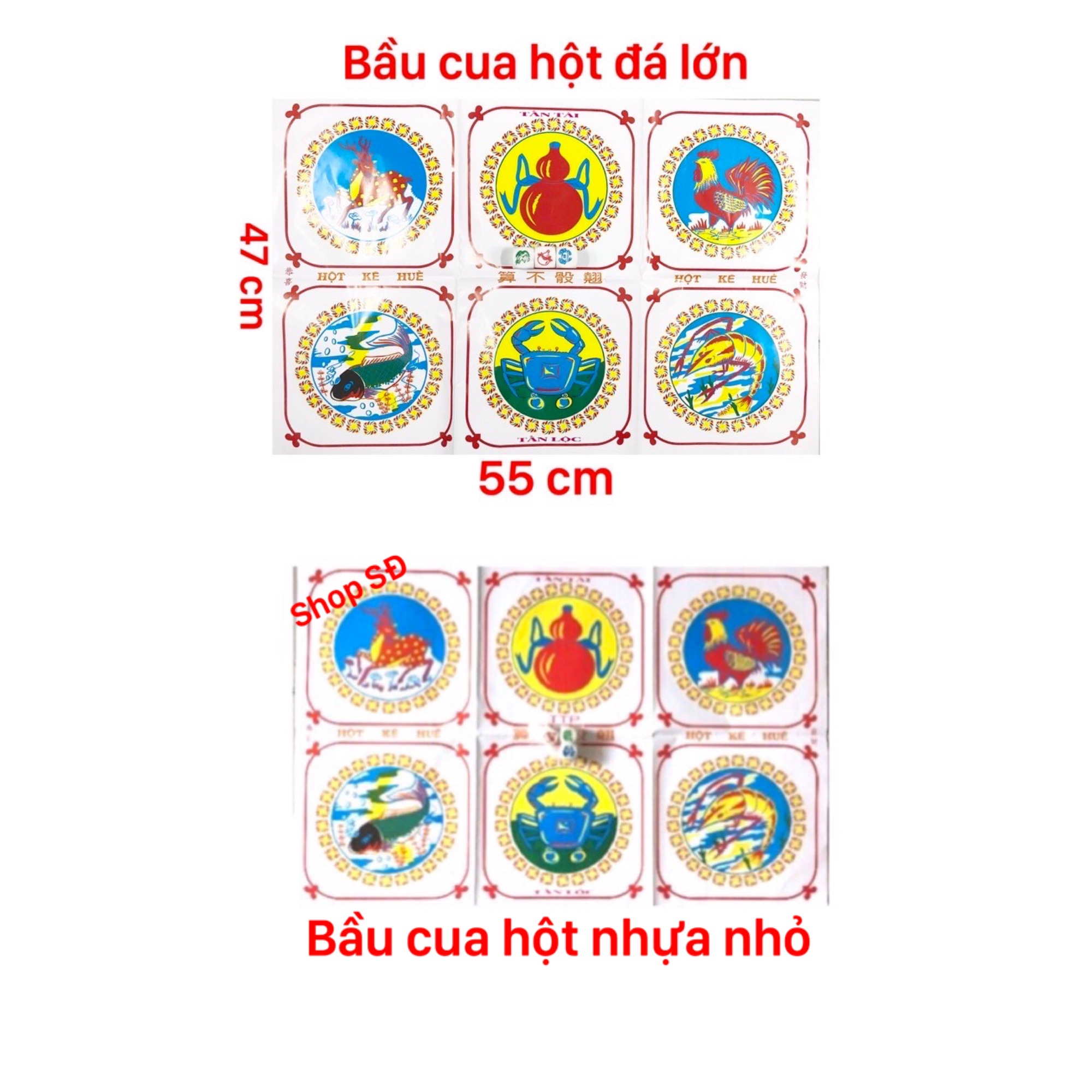 Bầu cua hột đá - combo 2 bộ lớn và nhỏ