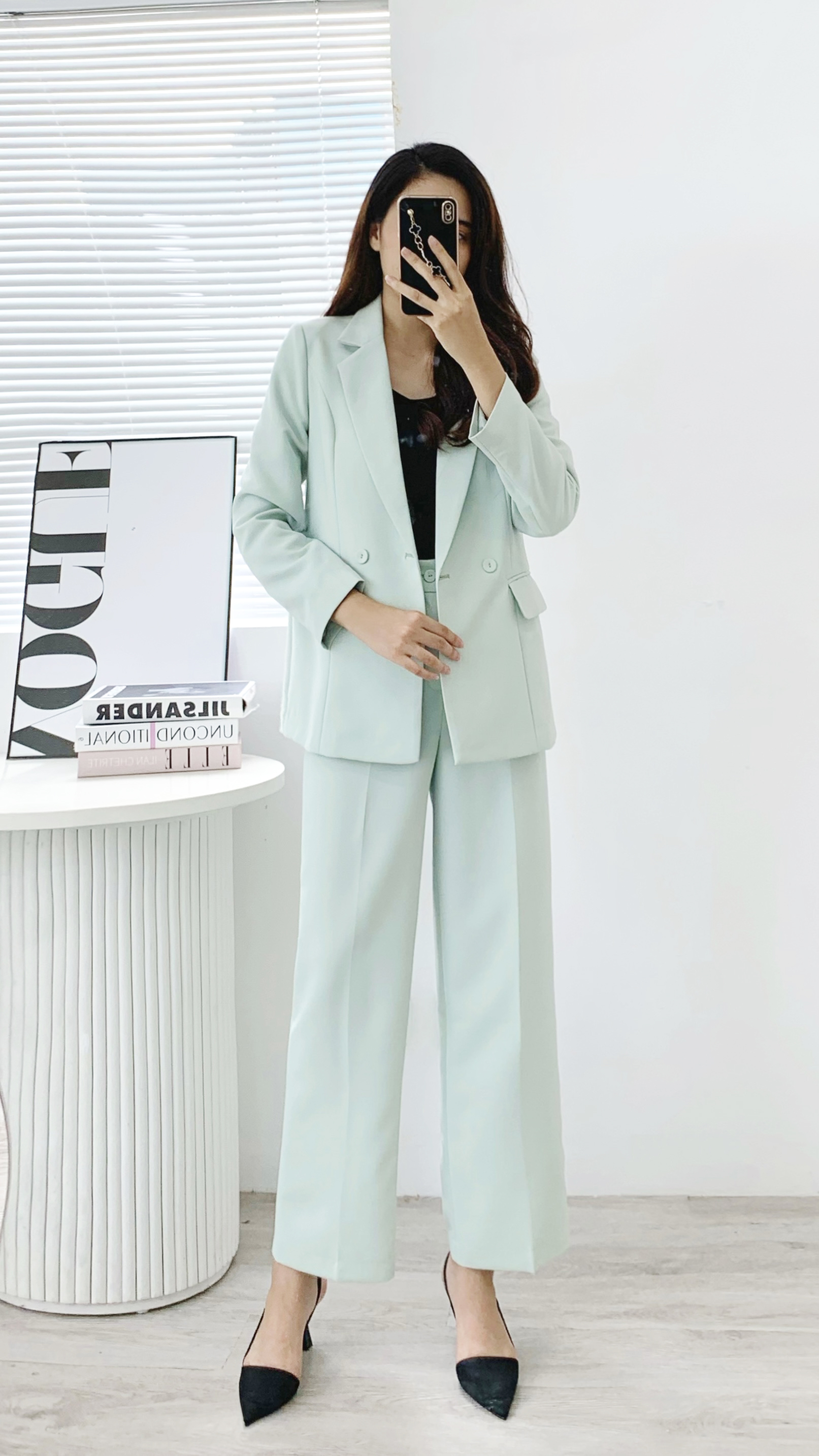Maiimer - Quần ống suông xanh mint Lucy