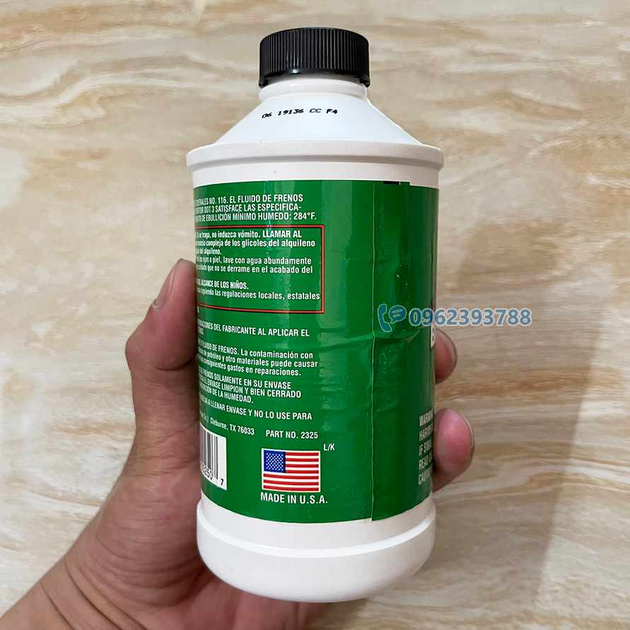 Dầu thắng DOT 3 Brake Fluid Johnsen chai 355ml (dầu phanh DOT3)