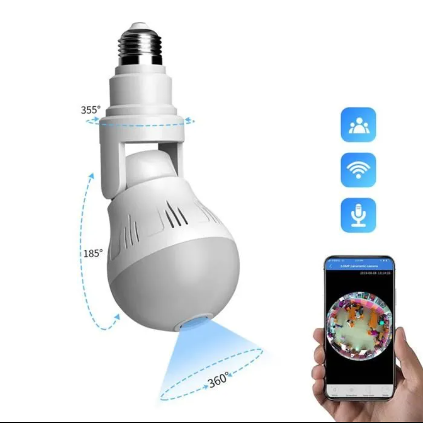 Camera ip wifi không dây xoay 360 độ , camera bóng đèn, camera an ninh, camera wifi, camera giám sát an ninh gia đình xoay 360 độ, đàm thoại 2 chiều.