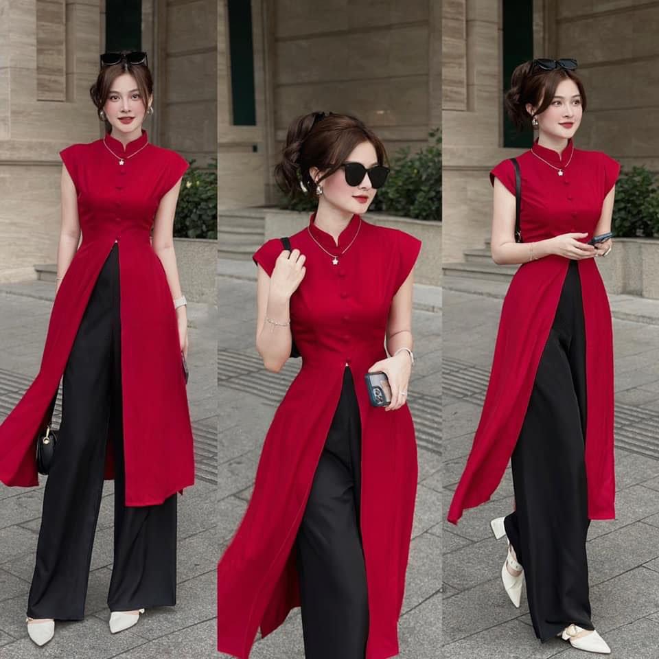Sét áo dài cách tân phong cách hiện đại chất voan mềm mịn nhiều size
