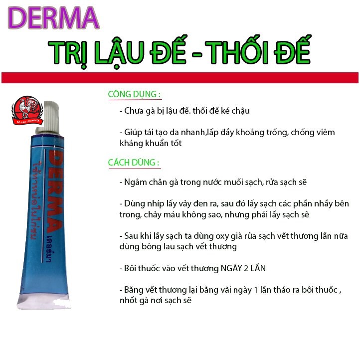 Derma - lậu đế - thối đế - cho gà tre- gà chọi(tặng bịt mỏ)