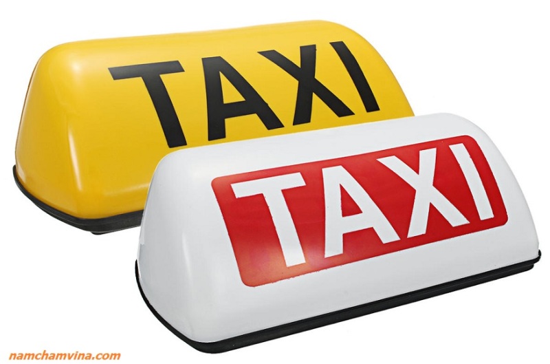 mào taxi màu trắng - có đèn - đế nam châm