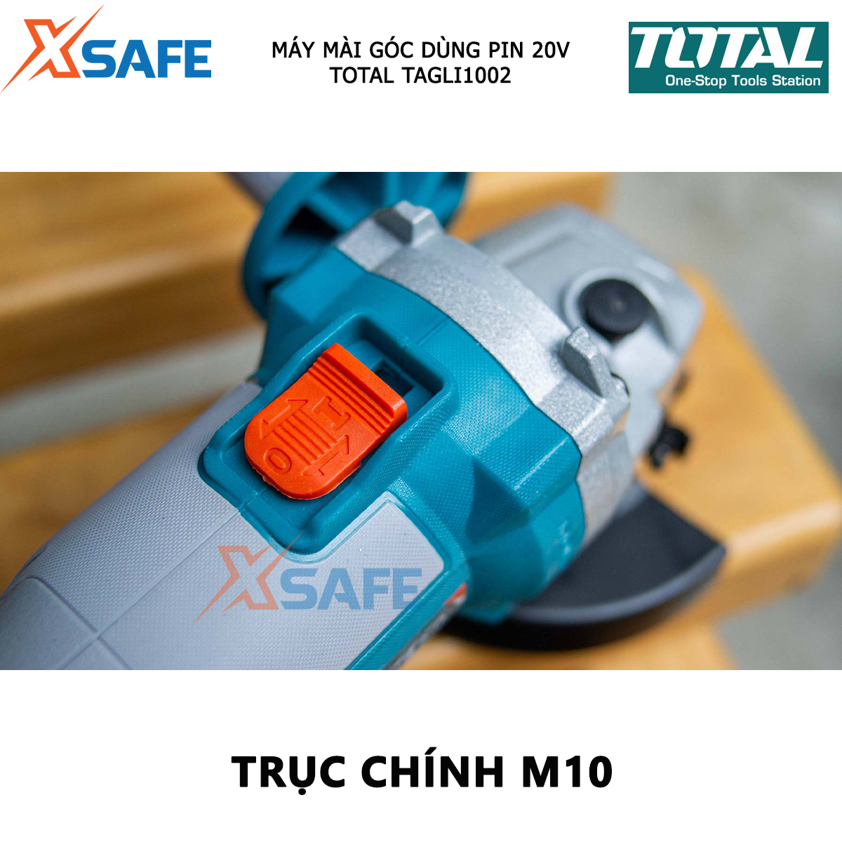 Máy mài góc dùng pin TOTAL TAGLI1002 máy cắt vật liệu xây dựng cầm tay không chổi than, dùng pin 20V có tốc độ không tải:9000/min hiệu suất caotại
