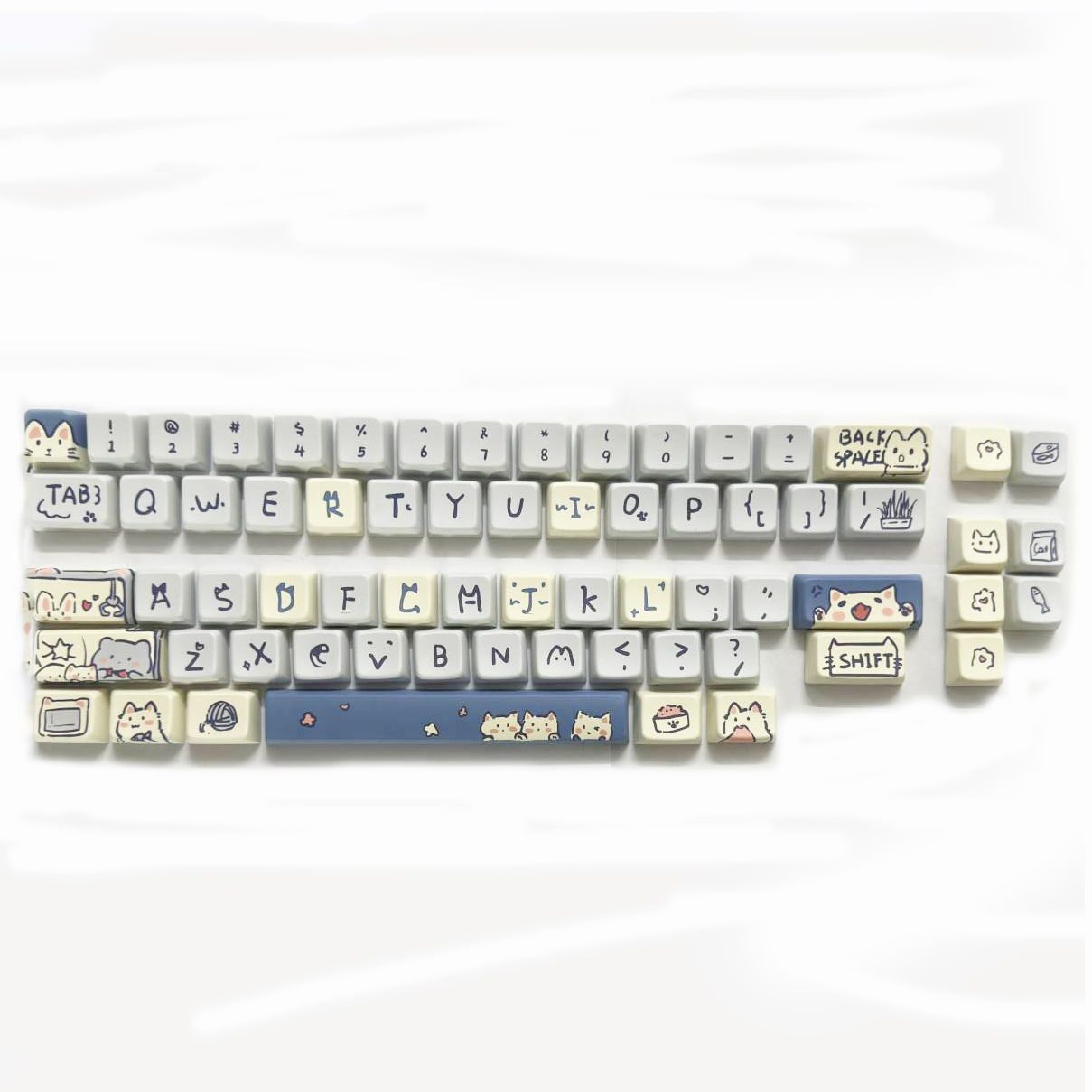 Bộ nút bàn phím cơ | Keycap MDA LMK67 - Meow meow | PBT Dyesub