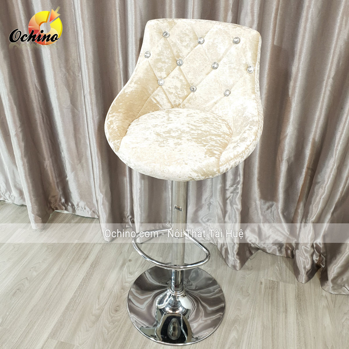 (FREE SHIP) Ghế Bar, Ghế makeUp, Ghế Trang Điểm, Ghế Chụp HÌnh, Ghế Quầy BAr, Ghế Livesteam, Ghế quầy lễ Tân Nhập Khẩu Chất Nỉ nhung Đính Đá Cách Điệu cao từ 60-80cm