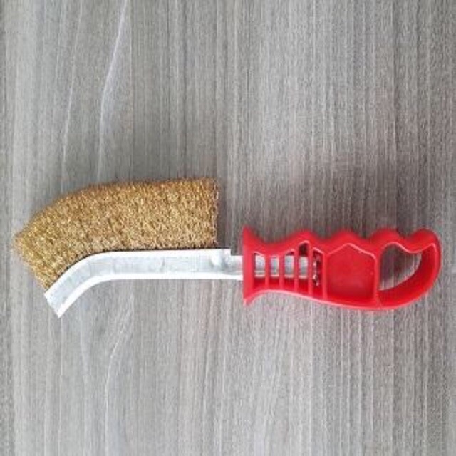 Chổi đánh rỉ sắt bàn chải đồng cán đỏ cầm tay