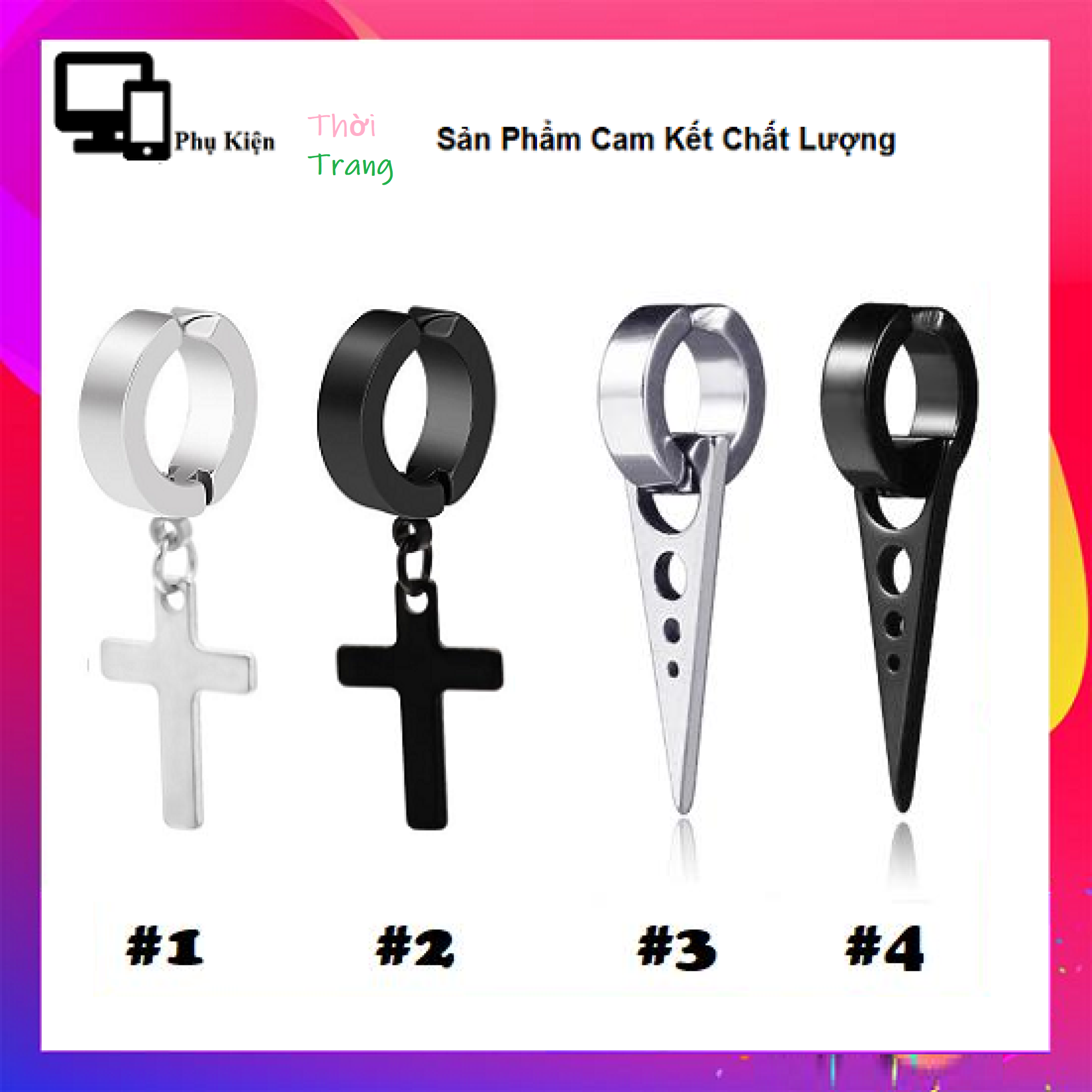 [HCM]Khuyên Tai  Nữ Titan Tròn Chữ Thập Phong Cách Hàn ( Kiểu Kẹp Tai Không Cần Xỏ Lỗ)   KTKEPTRONCHUTHAP02