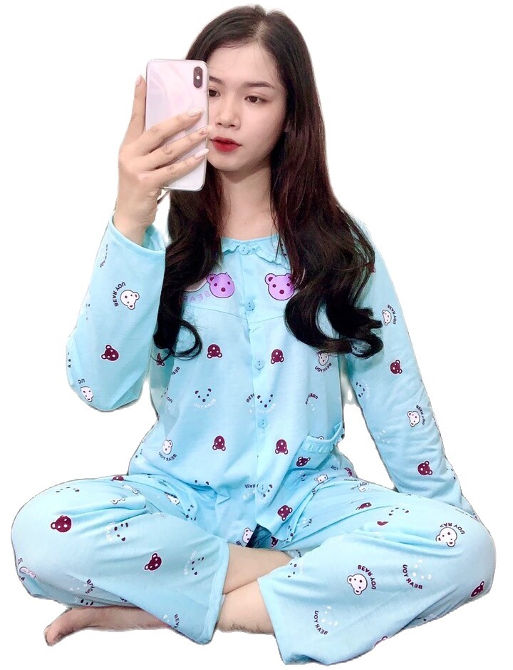 bộ đồ bầu và sau sinh dài tay cho con bú chất cottong đẹp