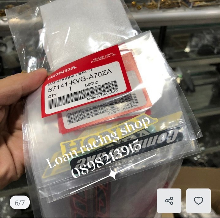 Tem air blade Thái đỏ đen zin chính hãng Honda Thái