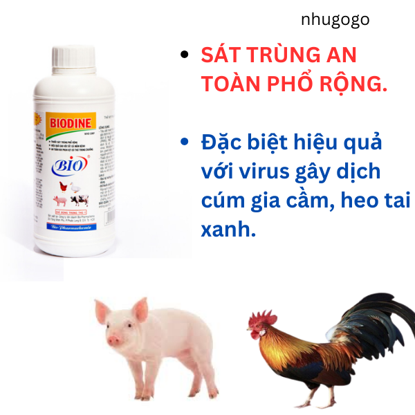 combo 2 chai* 60ml Biodine phun sát trùng chuồng trại hiệu quả