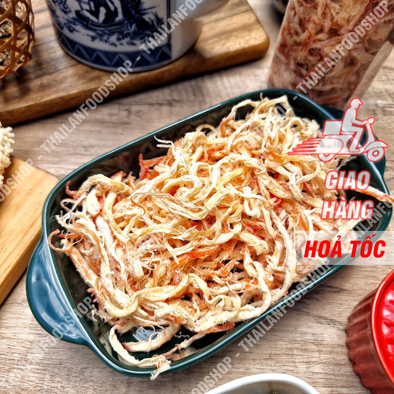 Khô Mực Xé Sợi Hấp Nước Dừa - Lon 300gr