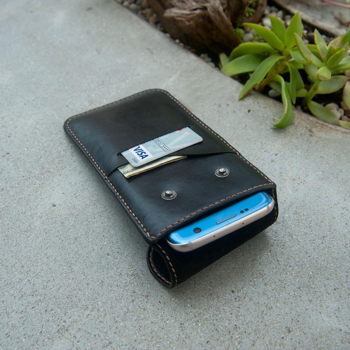 Bao điện thoại đeo hông - da bò thật - bao da thủ công theo điện thoại yêu cầu dtleather db247